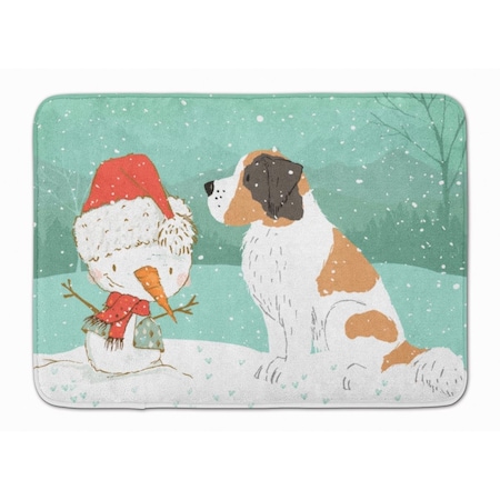 Carolines Treasures Saint Bernard Snowman Christmas Machine Washable Memory Foam Mat CK2050RUG